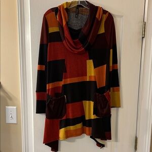 Multicolor Cowl Neck Women's Sweater